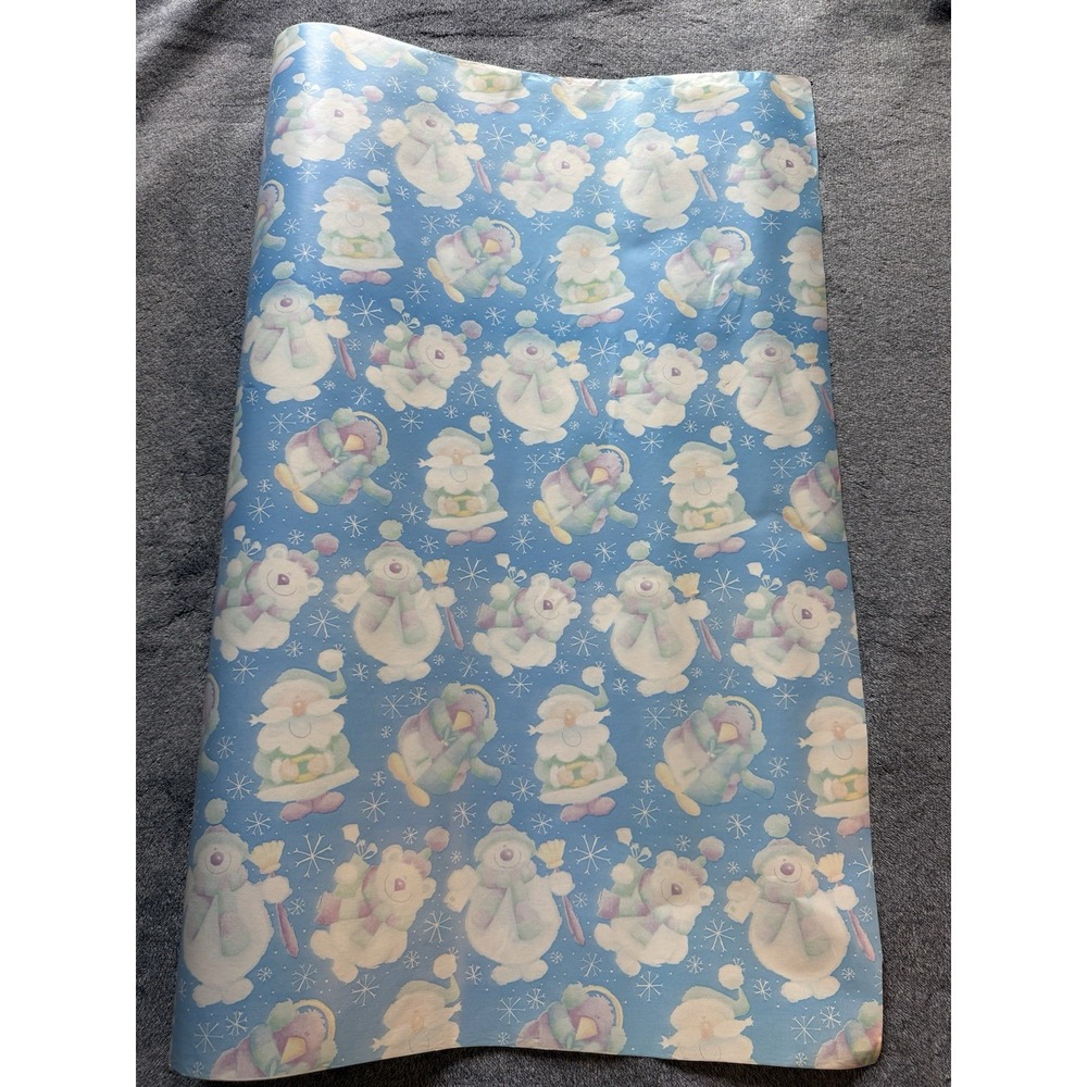 30" Wide Christmas Department Store Gift Wrap Roll Snowflake Santa Teddy Bear